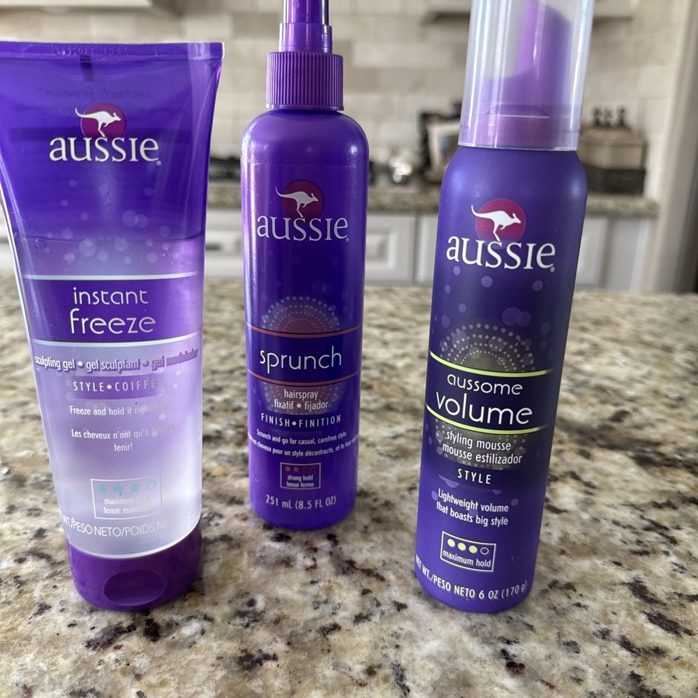 Aussie Hair Product Lot full size instant freeze. SPRUNCH hairspray  Mousse 4997